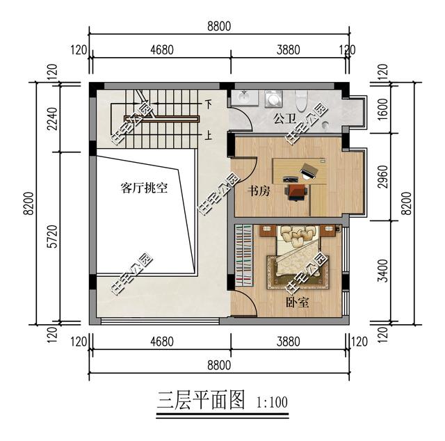 8×7米占地63平米的四层现代住宅，一层独立商铺更实用