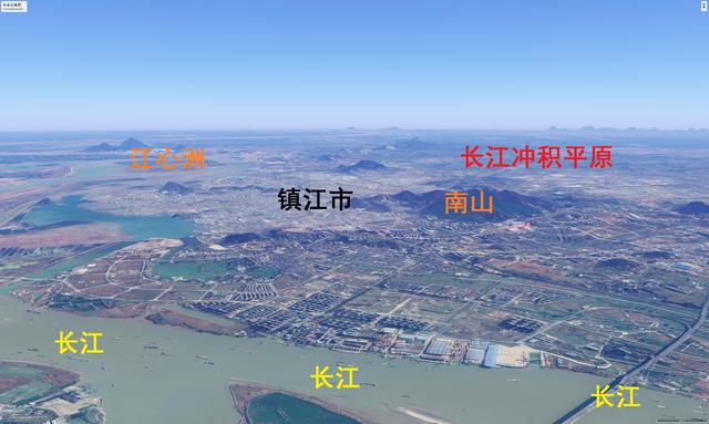 江苏长江以南五个地级市地形图：南京，苏州，无锡，常州和镇江
